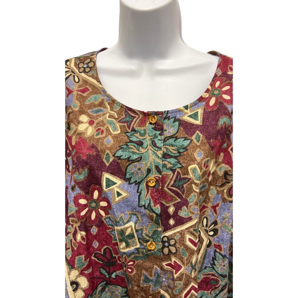 VTG Cotton Button Top Made in USA 100% Cotton Earthy Boho Pattern Size 30 4X - Picture 2 of 4